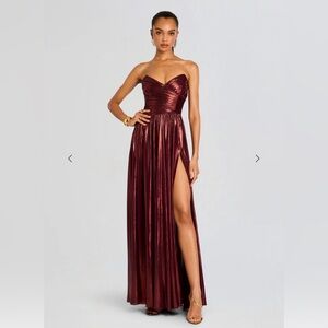 Retrofete Burgundy Strapless Maxi Dress